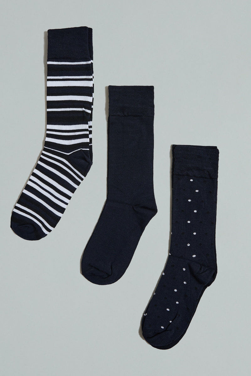 Black Bamboo Yarn Long Length Socks (Pack of 3)