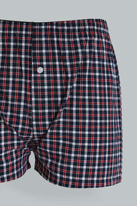 Red/Navy Woven Check Boxers (Pack of 2)