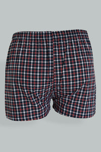 Red/Navy Woven Check Boxers (Pack of 2)