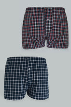 Load image into Gallery viewer, Red/Navy Woven Check Boxers (Pack of 2)
