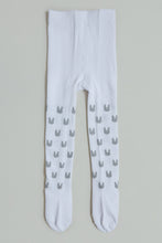 Load image into Gallery viewer, White And Silver Bunny Tights
