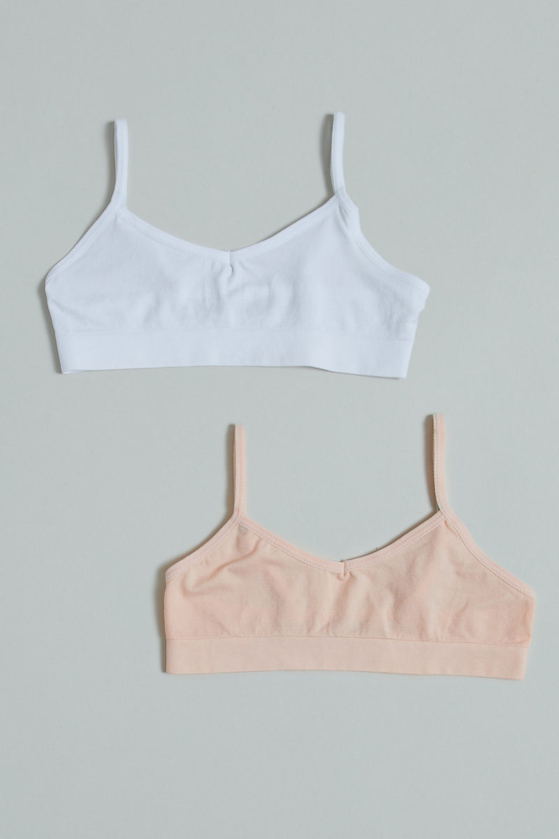 White/Pink Plain Bras (Pack of 2)