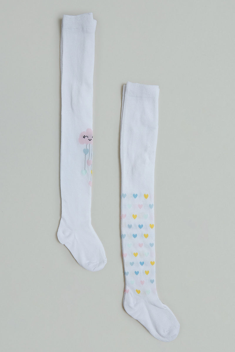 Multicoloured Rainbow Heart Tights (Pack of 2)