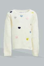 Load image into Gallery viewer, Redtag-White-Hearts-Pullover-Colour:White,-Filter:Infant-Girls-(3-to-24-Mths),-Infant-Girls-Pullovers,-New-In,-New-In-ING,-Non-Sale,-Section:Kidswear,-W21A-Infant-Girls-3 to 24 Months
