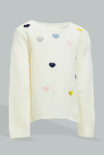 Load image into Gallery viewer, Redtag-White-Hearts-Pullover-Colour:White,-Filter:Infant-Girls-(3-to-24-Mths),-Infant-Girls-Pullovers,-New-In,-New-In-ING,-Non-Sale,-Section:Kidswear,-W21A-Infant-Girls-3 to 24 Months
