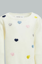 Load image into Gallery viewer, Redtag-White-Hearts-Pullover-Colour:White,-Filter:Infant-Girls-(3-to-24-Mths),-Infant-Girls-Pullovers,-New-In,-New-In-ING,-Non-Sale,-Section:Kidswear,-W21A-Infant-Girls-3 to 24 Months
