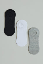 Load image into Gallery viewer, Black/White/Grey Marl Plain Sneaker Socks (3-Pack)
