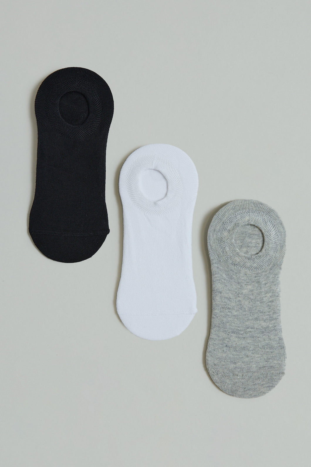 Black/White/Grey Marl Plain Sneaker Socks (3-Pack)