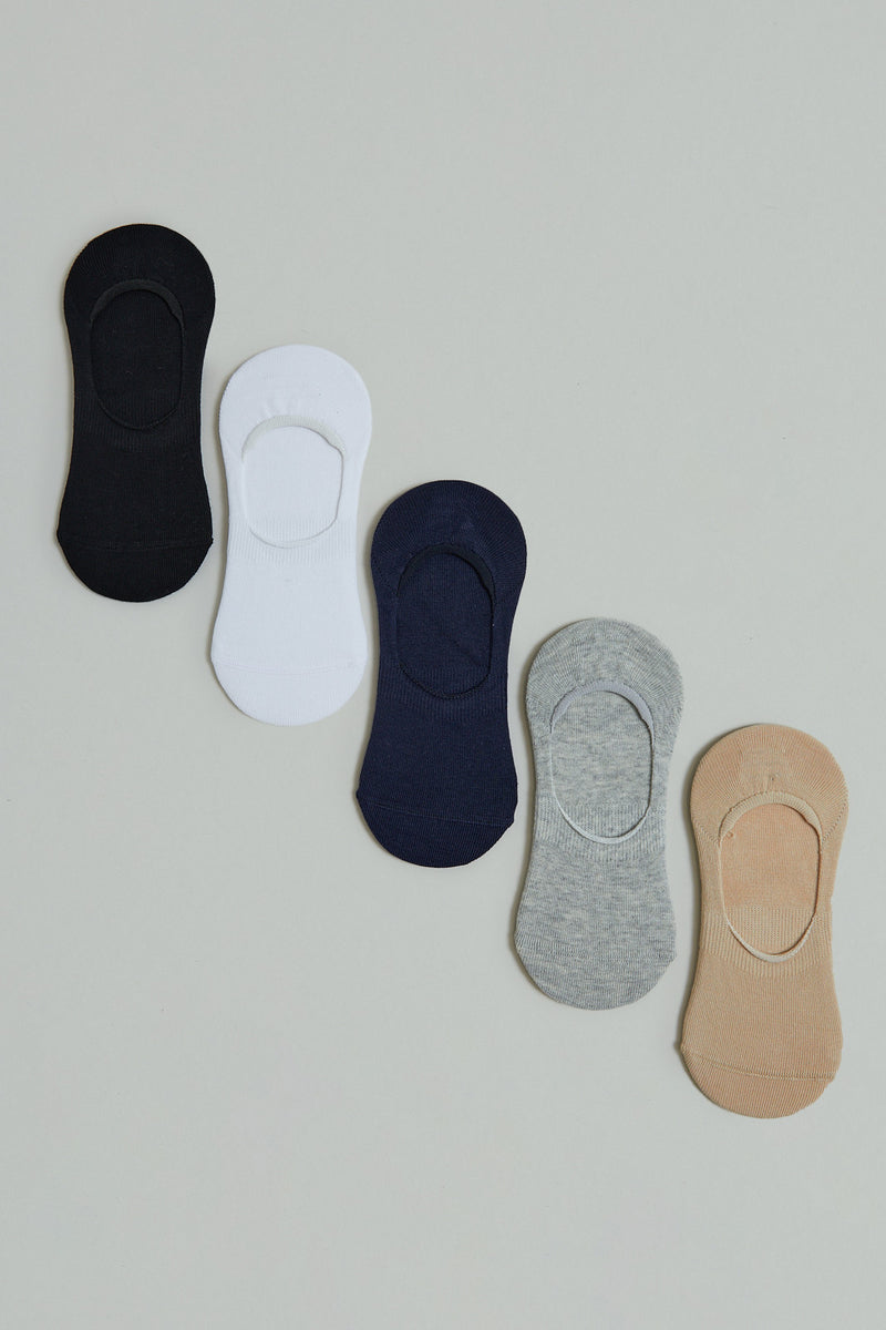 Assorted Plain Invisible Socks (5-Pack)