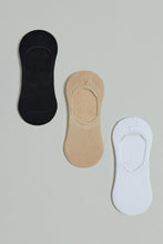 Load image into Gallery viewer, Black/White/Beige Invisible Socks (3-Pack)
