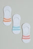 White Jacquard Stripe Invisible Socks (3-Pack)