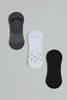 White Star/Grey Stripe Jacquard/Black Plain Invisible Socks (3-Pack)