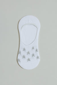 White Star/Grey Stripe Jacquard/Black Plain Invisible Socks (3-Pack)