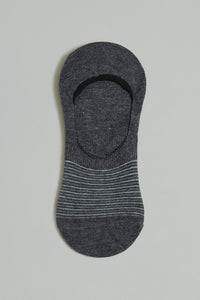 White Star/Grey Stripe Jacquard/Black Plain Invisible Socks (3-Pack)