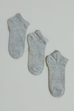 Load image into Gallery viewer, Grey Melange Plain Ankle Socks (3-Pack)
