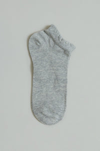 Grey Melange Plain Ankle Socks (3-Pack)