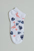 White/Navy/Pink Floral Jacquard Ankle Socks (3-Pack)