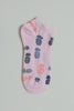 White/Navy/Pink Floral Jacquard Ankle Socks (3-Pack)