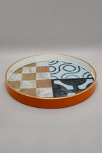 Load image into Gallery viewer, Orange Geometric Round Tray
