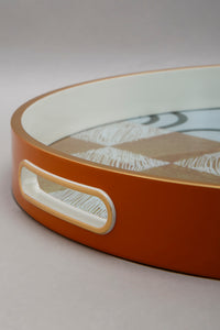 Orange Geometric Round Tray