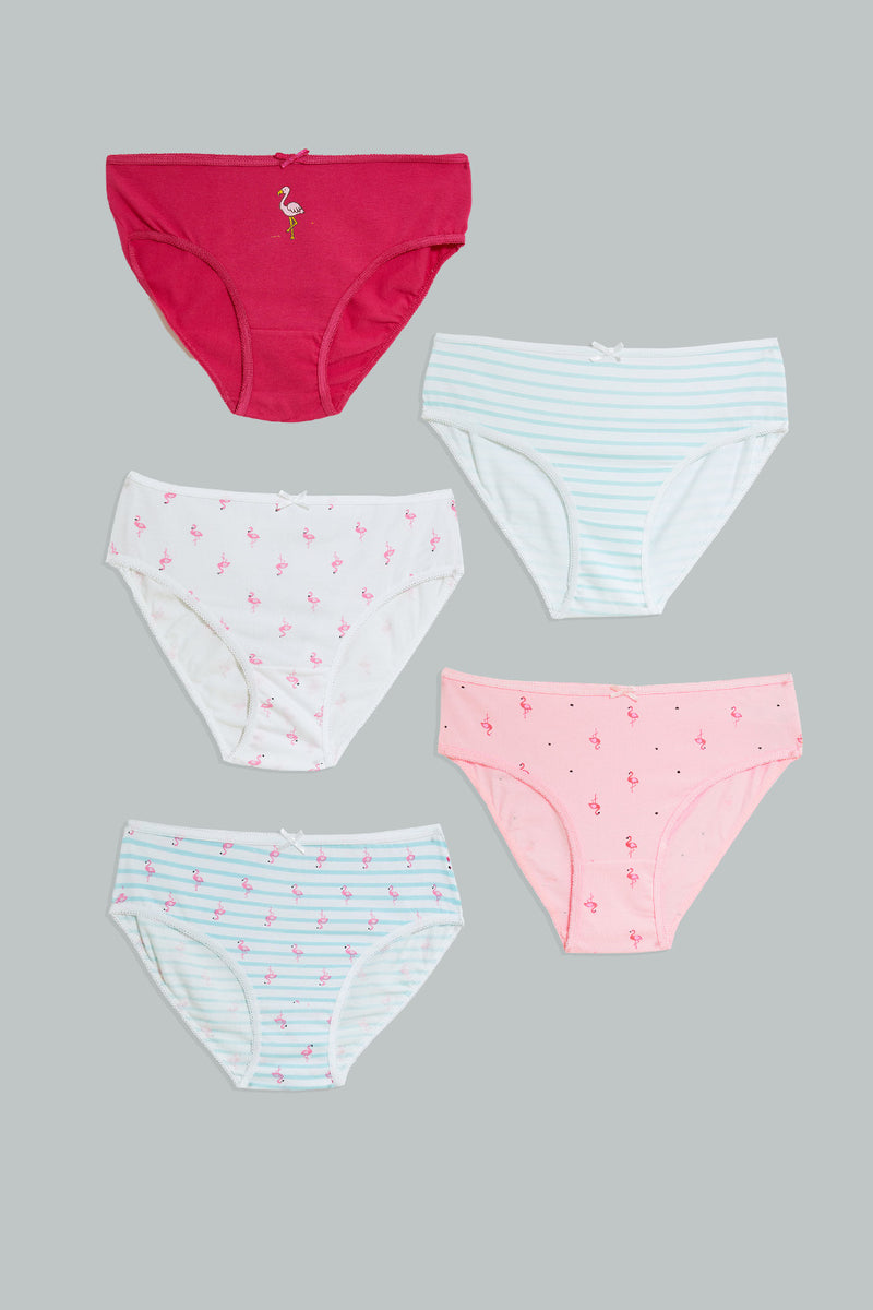 Red/Pink/Blue/White Flamingo Printed Brief (Pack of 5)