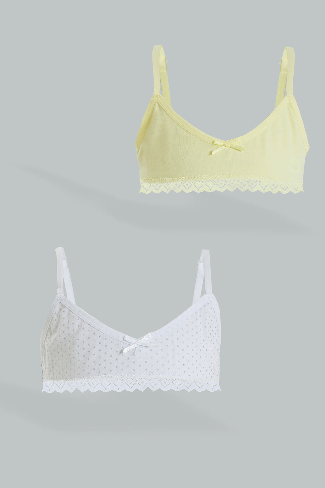 Yellow/White Polka Dotted Bra (Pack of 2)