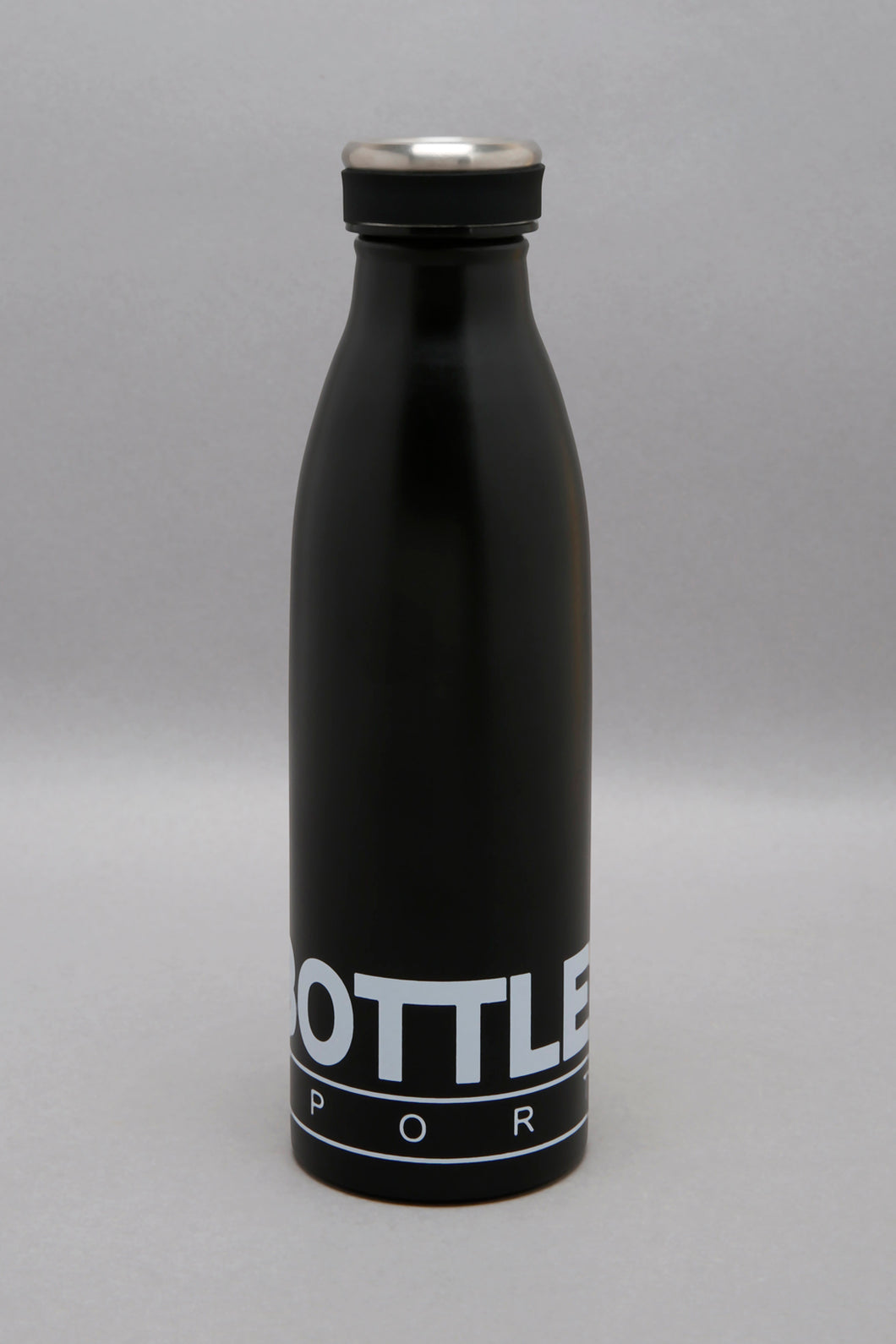 Black Steel Sport Water Bottle