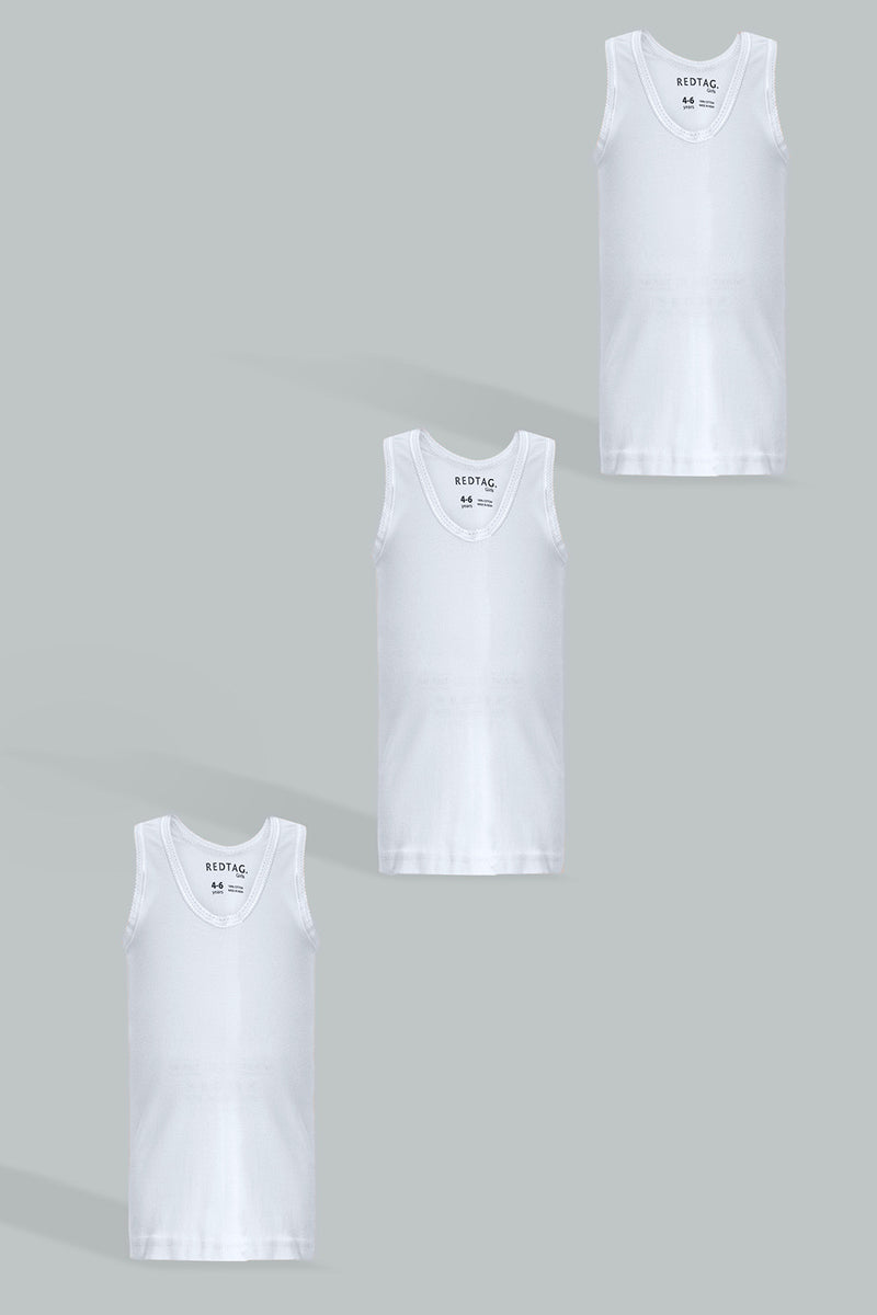 White Solid Vest (Pack of 3)