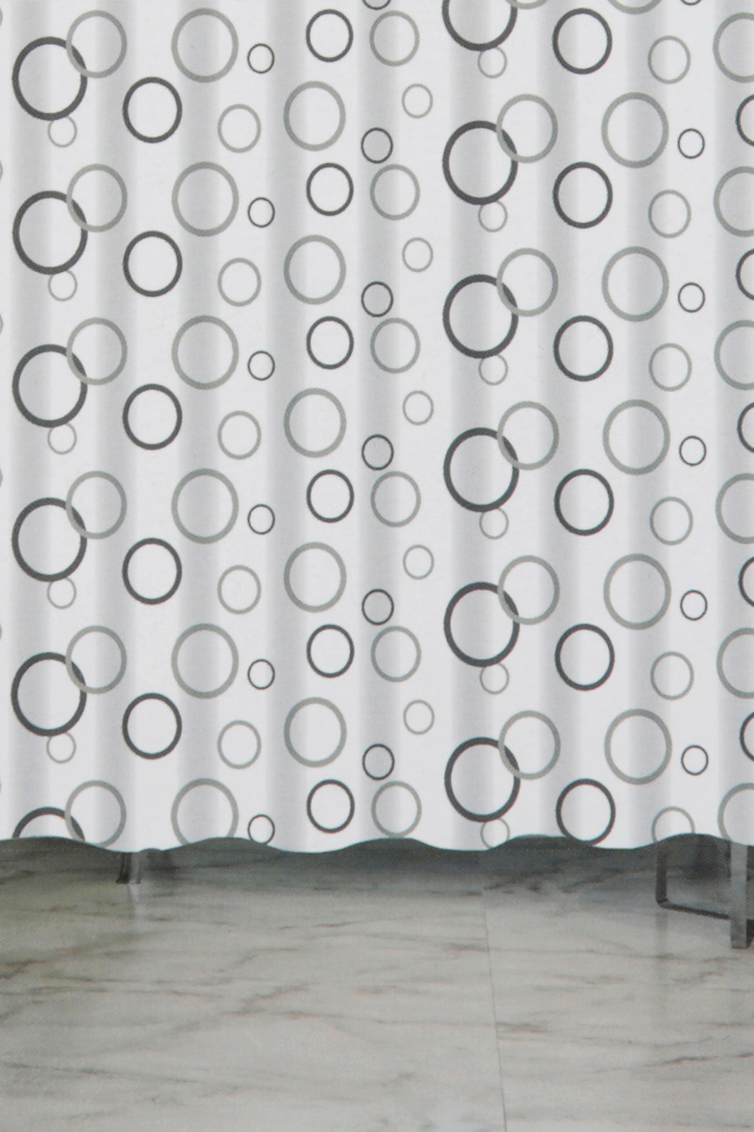 White Circle Print Shower Curtain