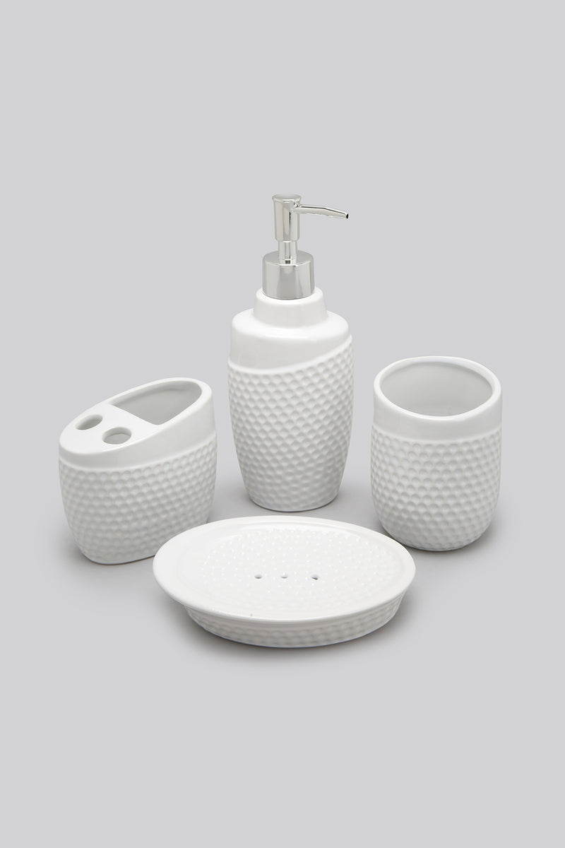 White Bath Accessories Set (4 Pieces)