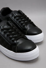 Load image into Gallery viewer, Wider Fit Black Quilt &amp; Textured Lace Up Sneaker
