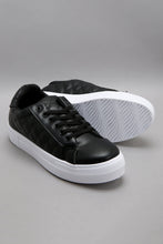 Load image into Gallery viewer, Wider Fit Black Quilt &amp; Textured Lace Up Sneaker
