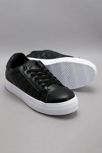 Wider Fit Black Quilt & Textured Lace Up Sneaker