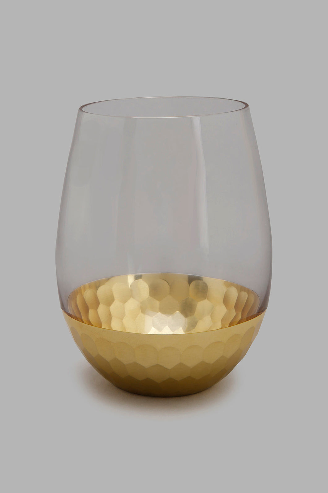 Redtag-Clear/Gold-Hammered-Glass-Tumbler-Glasses-Home-Dining-