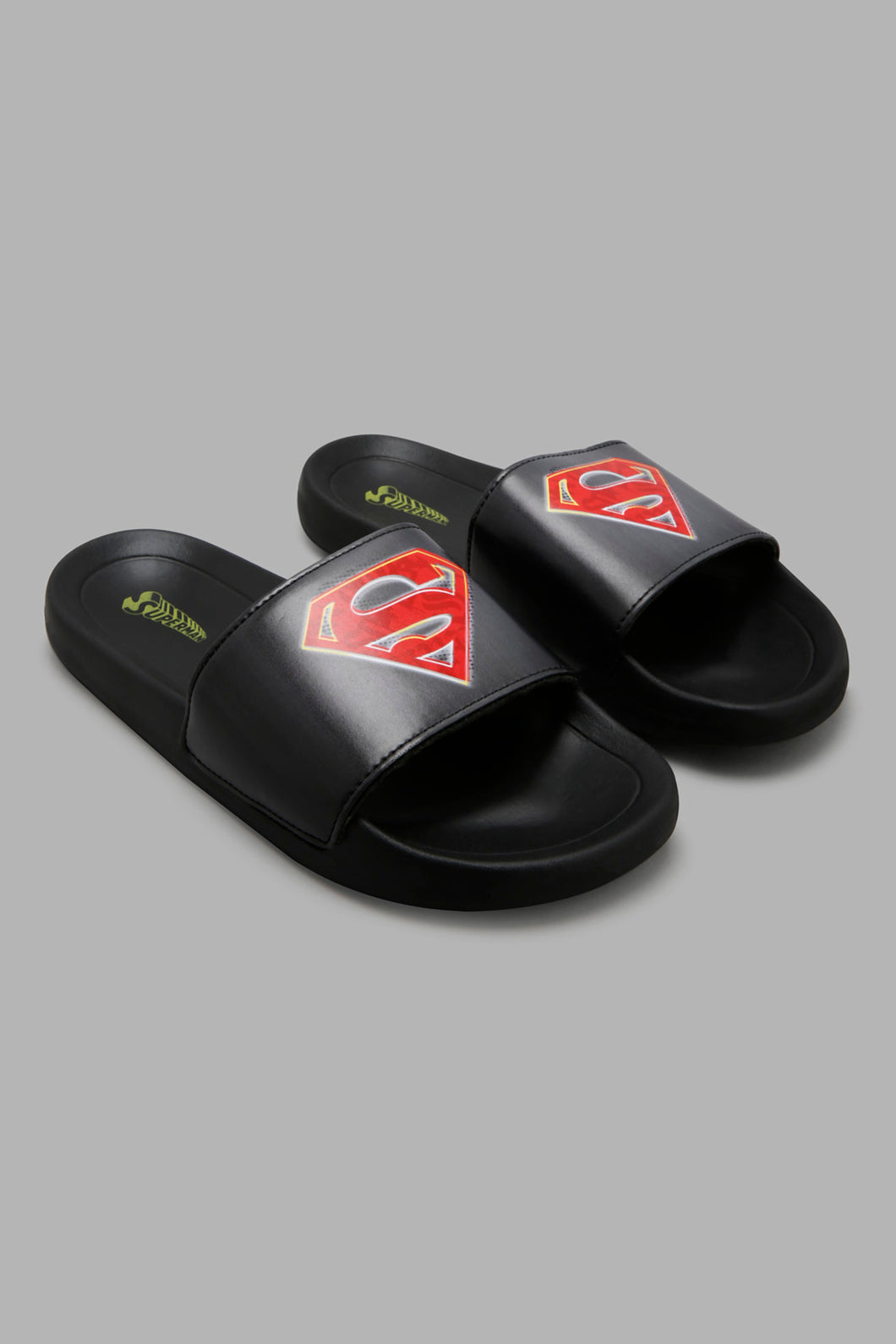 Redtag-Black-Superman-Logo-Slide-Character,-Colour:Black,-Filter:Men's-Footwear,-Men-Flip-Flops,-New-In-Men-FOO,-Non-Sale,-W21O-Men's-