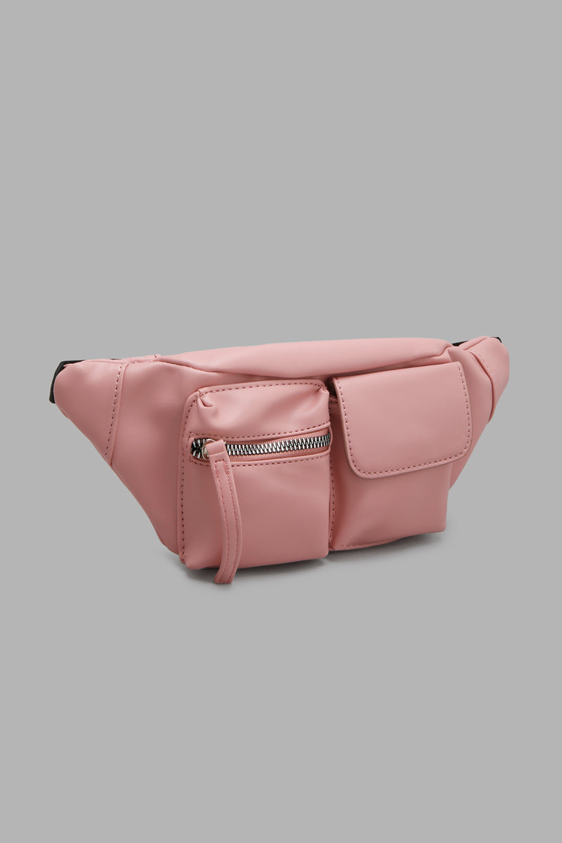 Redtag-Pink--With-Multi-Pocket-Bumbag-Colour:Pale-Pink,-Filter:Women's-Accessories,-New-In,-New-In-Women-ACC,-Non-Sale,-W21B,-Women-Handbags-Women-