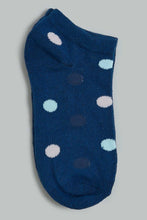 Load image into Gallery viewer, Navy Polka Dots/Stripes Ankle Socks (Pack of 2)
