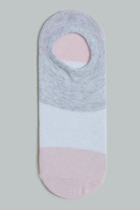 Pink/White/Grey Colour Block Invisible Socks (Pack of 2)