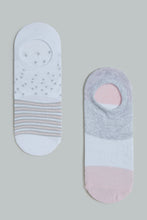 Load image into Gallery viewer, Pink/White/Grey Colour Block Invisible Socks (Pack of 2)
