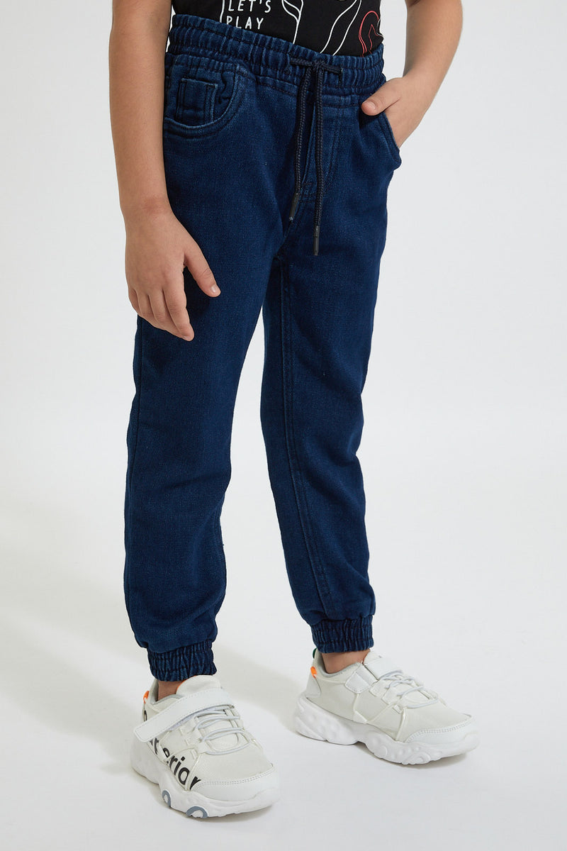 Dark Wash Elasticated Waist Jogger Jean