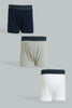 Navy/Grey/White Boxer Short (Pack of 3)