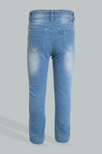 Load image into Gallery viewer, Blue Butterfly Glitter Embroidered Jean
