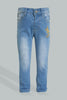 Blue Butterfly Glitter Embroidered Jean