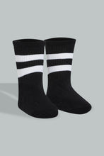 Load image into Gallery viewer, Redtag-Black-Grey-And-Red-Striped-Socks-(4-Pair)-Full-Length-Infant-Boys-3 to 24 Months
