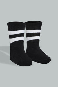 Redtag-Black-Grey-And-Red-Striped-Socks-(4-Pair)-Full-Length-Infant-Boys-3 to 24 Months