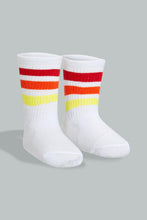 Load image into Gallery viewer, Redtag-Black-Grey-And-Red-Striped-Socks-(4-Pair)-Full-Length-Infant-Boys-3 to 24 Months
