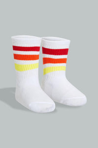 Redtag-Black-Grey-And-Red-Striped-Socks-(4-Pair)-Full-Length-Infant-Boys-3 to 24 Months