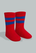 Load image into Gallery viewer, Redtag-Black-Grey-And-Red-Striped-Socks-(4-Pair)-Full-Length-Infant-Boys-3 to 24 Months
