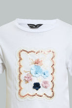 Load image into Gallery viewer, White Flower Embellished T-Shirt
