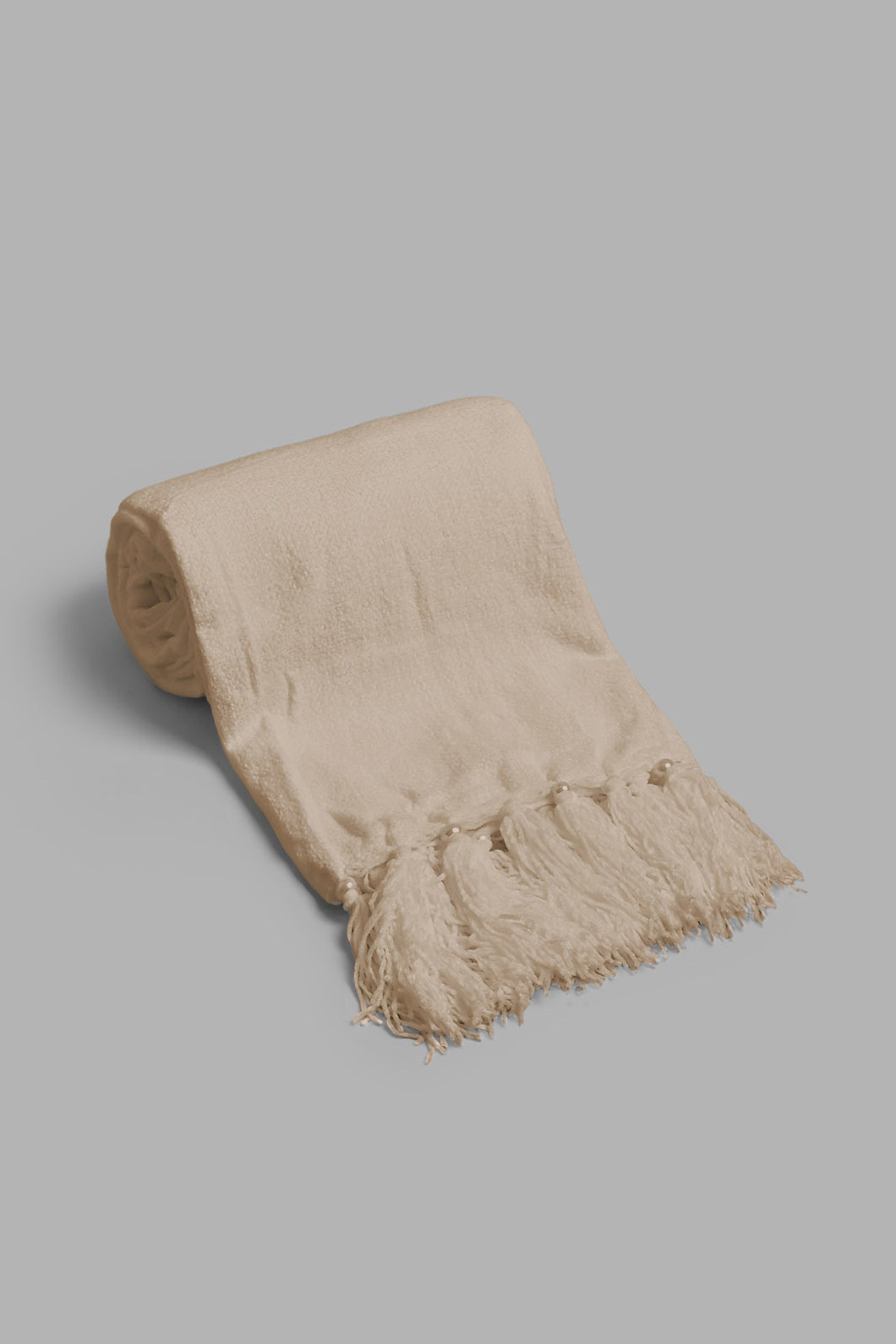 Redtag-Beige-Chenille-Throw-With-Beaded-Fringe-BED-HOME-SPUN-3,-Colour:Beige,-Filter:Home-Bedroom,-HMW-BED-Throws,-New-In,-New-In-HMW-BED,-Non-Sale,-Section:Homewares,-W21B-Home-Bedroom-